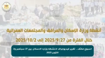 أسبوع مكثف.. تقرير فيديوجراف لأنشطة وزارة الإسكان بين 27 سبتمبر و2 أكتوبر 2025